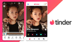 Tinder應用程式個人資料，顯示女性肖像及匹配的畫面和標誌。