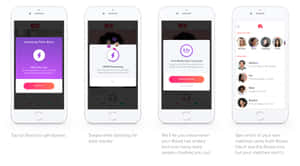 四個 iPhone 螢幕上的 Tinder Boost 功能教學，展示如何使用該服務。