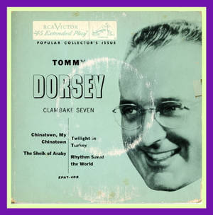 復古Tommy Dorsey專輯封面，附歌曲名稱和肖像。 — 音樂 GIF 壁紙