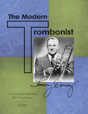 《The Modern Trombonist》書籍封面，男子手持長號和簽名。 — 音樂 GIF 壁紙