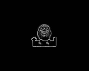 一個發光的白色線框頭部，下方有「tool」一詞，背景為純黑色。