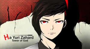 來自《神之塔》的動漫角色Yuri Zahard，紅眼睛和深色頭髮。