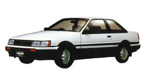 白色豐田Levin 2.0G雙門轎跑車，配備黑色飾條和銀色輪圈