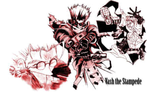 動漫角色 Vash the Stampede 等手持槍械擺出戰鬥姿勢。