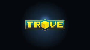 Trove 遊戲標誌，像素化立方體字母 O 在深藍色漸變上發光。