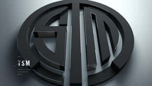 灰色背景上的黑色3D設計TSM League of Legends Championship Series標誌