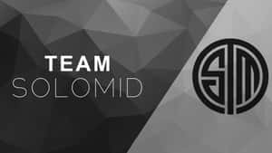 Team Solomid 標誌和文字在幾何灰色背景上。