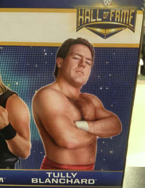 WWE名人堂摔角手Tully Blanchard交叉雙臂，身穿紅色短褲。 — 復古gif 壁紙