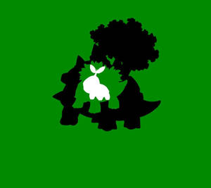 帶有非洲式髮型的人物抱著白兔的黑色剪影，背景為綠色。
