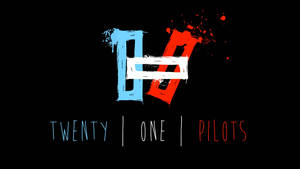 Twenty One Pilots 樂隊標誌，黑色背景上帶有藍色和紅色的風格化數字。