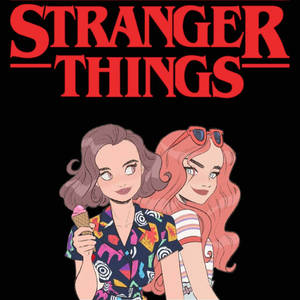 兩個女孩在Stranger Things標誌下拿著雪糕