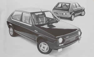 兩輛復古Fiat 126p汽車的黑白工作室攝影。 — Steam Deck 壁紙