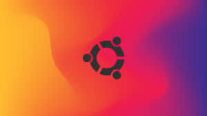 Ubuntu 標誌在色彩繽紛的抽象漸變背景上。
