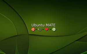 Ubuntu MATE 標誌帶有符號，位於綠色抽象背景上