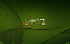 Ubuntu MATE 標誌帶有符號，位於綠色抽象背景上