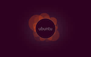 Ubuntu 標誌在深紫色背景上帶有橙色散景圓圈。