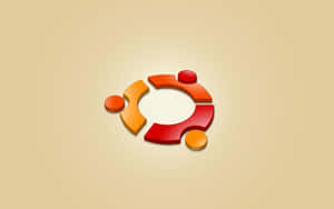 米色背景上的 3D 紅色橙色黃色 Ubuntu 標誌