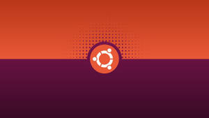 Ubuntu 標誌在橙色和紫色漸變背景上，帶有半色調點。