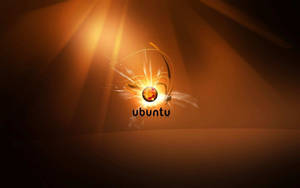 Ubuntu 標誌在溫暖的漸變背景上閃耀著金色光芒。