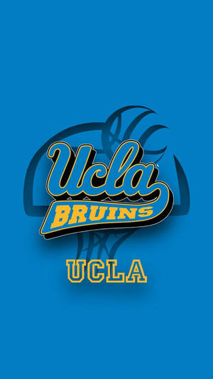 藍色背景上的UCLA Bruins籃球隊標誌。