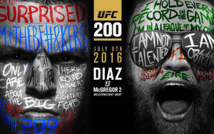 UFC 200海報，兩名拳手臉上帶有塗鴉文字。 — 火影忍者海報 壁紙