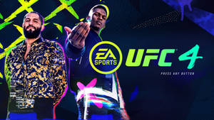 兩名UFC拳手在霓虹數位遊戲宣傳中，帶有EA Sports UFC 4標誌。 — 搏擊會 GIF 壁紙