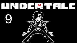 Undertale 遊戲標誌，帶有像素角色和數字九，背景為黑色。 — 黑白藝術 壁紙