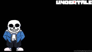 黑色背景上穿著藍色外套的Undertale角色Sans — Sans GIF 壁紙