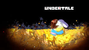 兩個動漫角色在黑暗天空下，於發光黃色花田中擁抱。