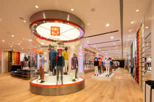 Uniqlo商店內部，有人體模型和衣架。