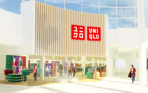 UNIQLO零售店，人體模型和購物者在明亮日光下。 — 16:10 壁紙