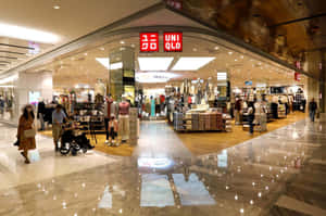 顧客在繁忙的購物中心內的Uniqlo服裝店瀏覽商品。