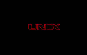 黑色背景上的紅色外框UNIX文字