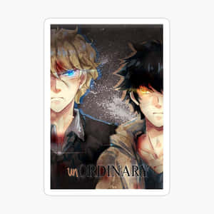 兩個發光眼睛的動漫男孩在宇宙背景下，帶有文字「unORDINARY」。