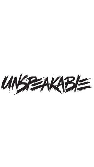 白色背景上顯示粗體黑色刷字文字「unspeakable」。