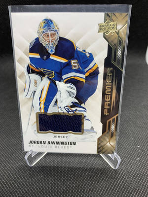 冰球守門員 Jordan Binnington 聖路易斯藍調隊交易卡，附球衣布料樣本