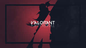 Valorant遊戲標誌，在紅色和深色背景上有特工剪影