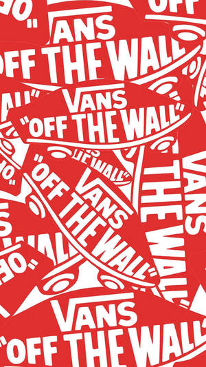 紅色背景上重複出現白色Vans Off The Wall標誌。