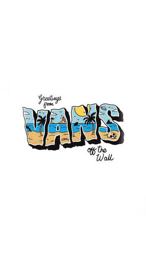 每個字母內有海灘場景的 Vans 標誌