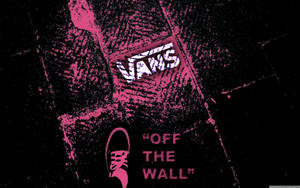 Vans 標誌和運動鞋圖標以粉紅色塗鴉風格呈現在黑色背景上。