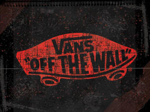 深色背景上帶有紅色油漆飛濺的Vans Off The Wall標誌。