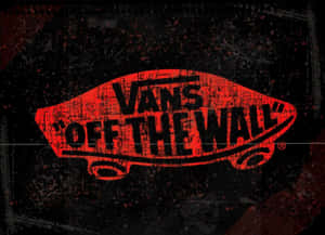 Vans Off The Wall標誌，在黑色頹廢背景上有紅色油漆濺點。