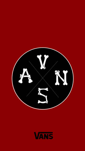 紅色背景上的骨頭字母VANS標誌