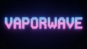 一個閃耀的霓虹燈標誌，以像素字體顯示「VAPORWAVE」字樣。 — 蒸氣波 GIF 壁紙