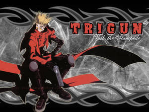 動漫英雄 Vash the Stampede 身穿紅色外套和護目鏡，手持槍支。