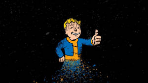 Vault Boy吉祥物豎起大拇指，碎片在他周圍墜落。