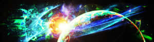 充滿活力的宇宙場景，太空中發光的行星和能量流。