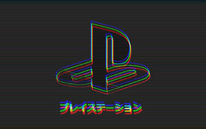 深色背景上帶有彩色故障效果的PlayStation標誌。