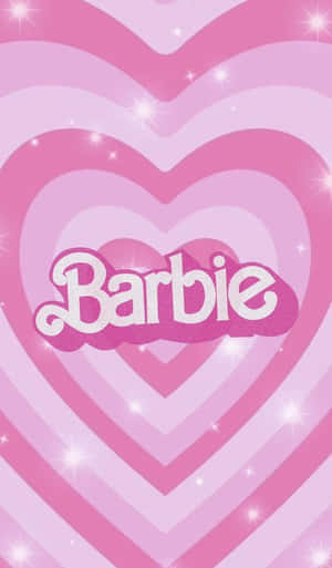 粉紅色心形配閃爍星星，中央是 Barbie 標誌。 — Galaxy Tab A 壁紙