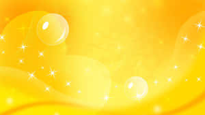 黃色抽象背景，帶有漂浮氣泡和閃爍星星。 — 黃色美學 壁紙